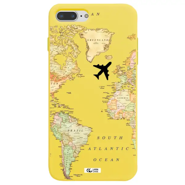 Travel Map Apple iPhone 7 plus Silicone canary yellow Case
