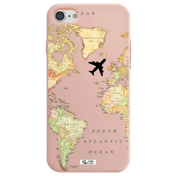 Travel Map Apple iPhone 7 Silicone pastel pink Case