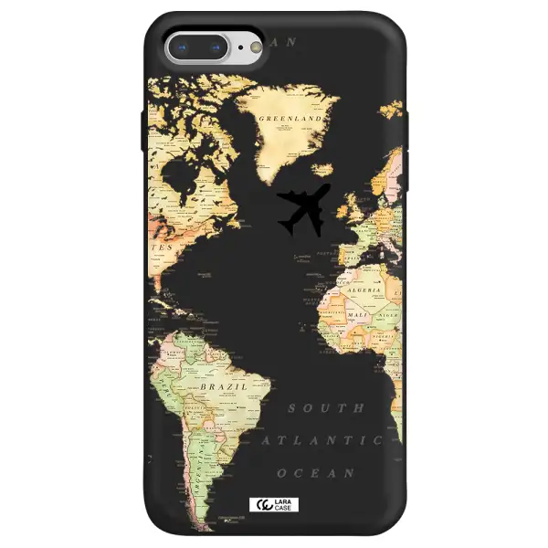 Travel Map Apple iPhone 8 plus Silicone black Case