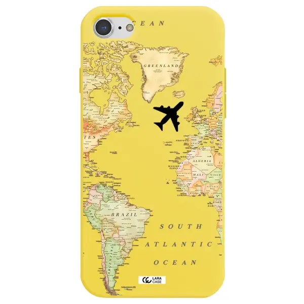 Travel Map Apple iPhone 8 Silicone canary yellow Case