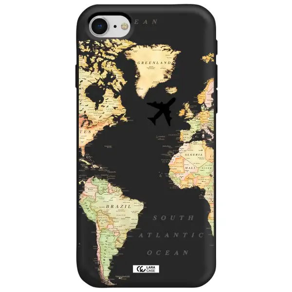 Travel Map Apple iPhone se 2020 Silicone black Case