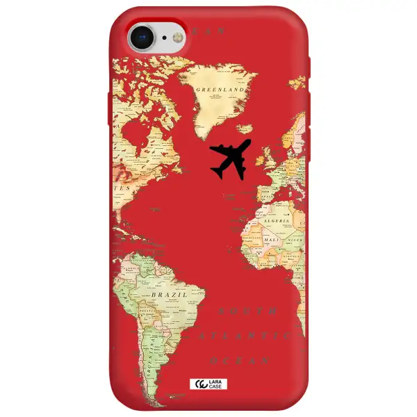 Travel Map Apple iPhone se 2020 Silicone Imperial Red Case