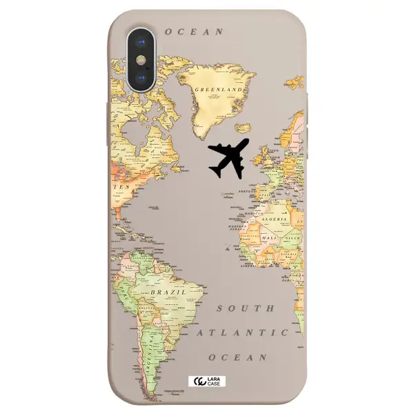 Travel Map Apple iPhone X Silicone Stone Case
