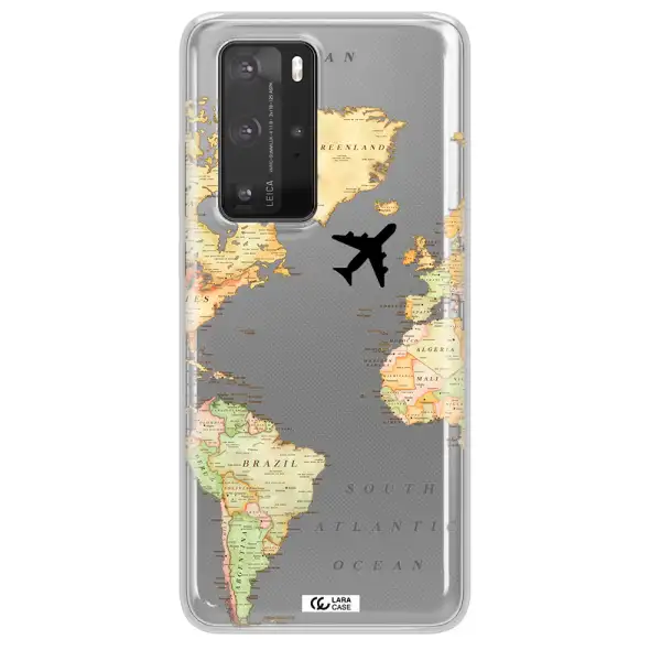 Travel Map Huawei P40 Pro Clear TPU Case