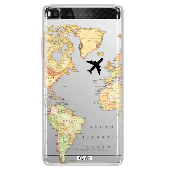Travel Map Huawei P8 Clear TPU Case