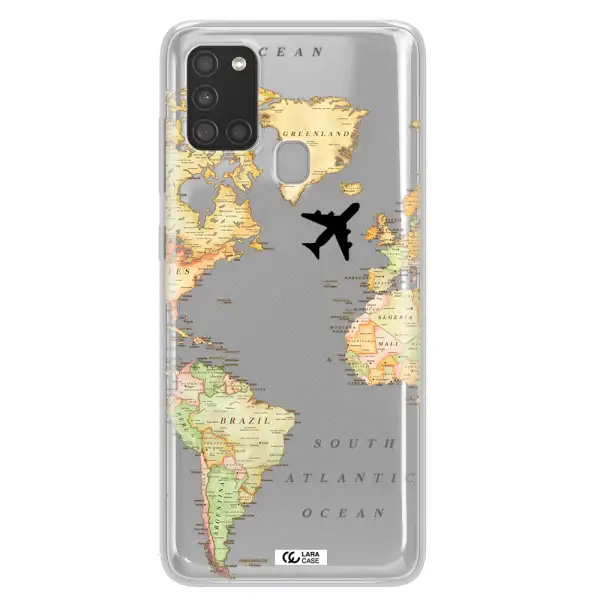 Travel Map Samsung A21S Clear TPU Case