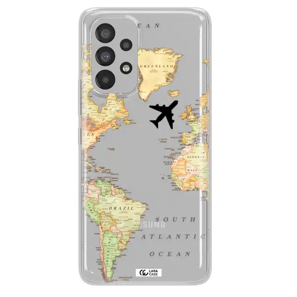 Travel Map Samsung A73 Clear TPU Case