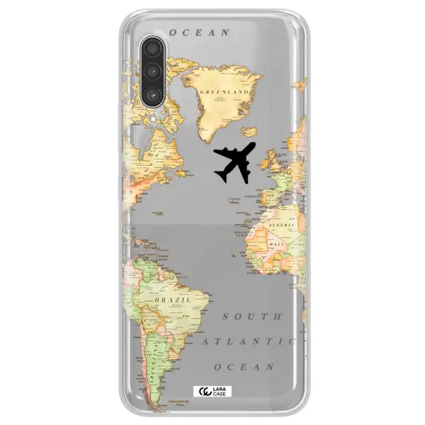 Travel Map Samsung A90 Clear TPU Case