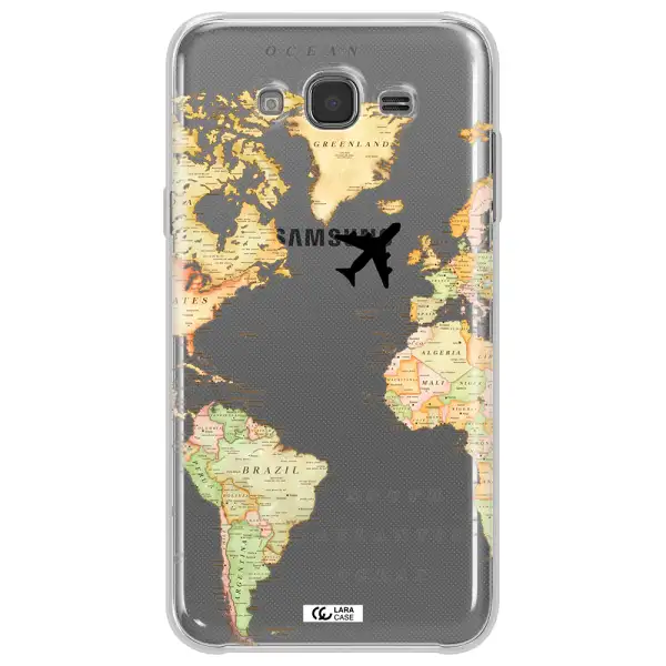 Travel Map Samsung J7 2015 Clear TPU Case