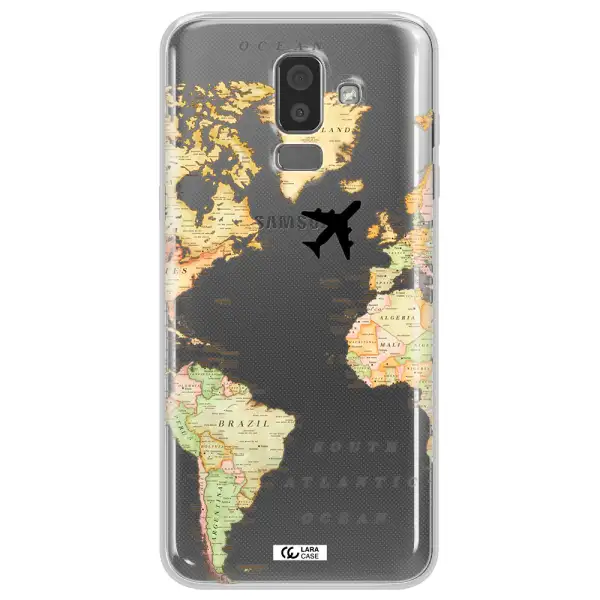 Travel Map Samsung J8 Clear TPU Case