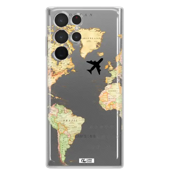 Travel Map Samsung S 22 Ultra Clear TPU Case