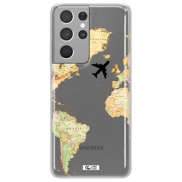 Travel Map Samsung S21 Ultra Clear TPU Case