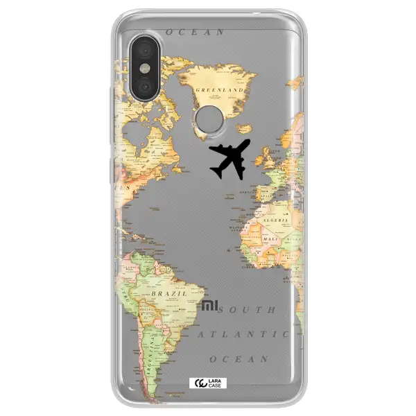 Travel Map Xiaomi Redmi Note 6 Pro Clear TPU Case