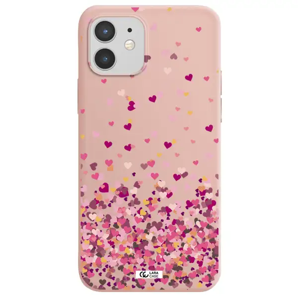 Flying Hearts Apple iPhone 12 Silicone pastel pink Case