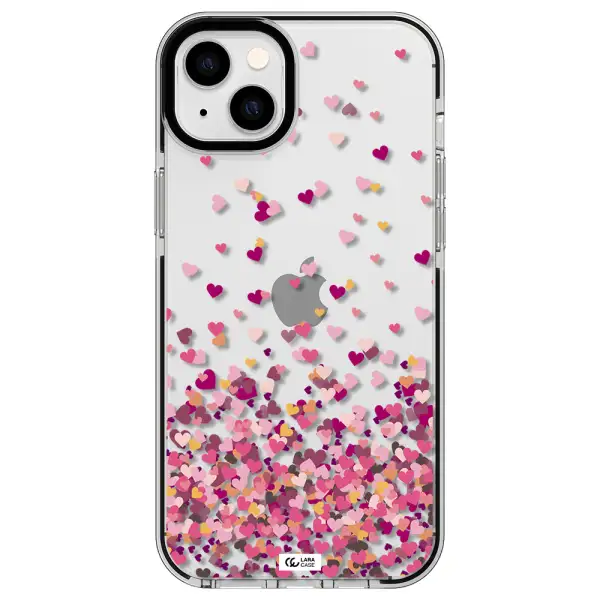 Flying Hearts Apple iPhone 14 plus impact black border Case