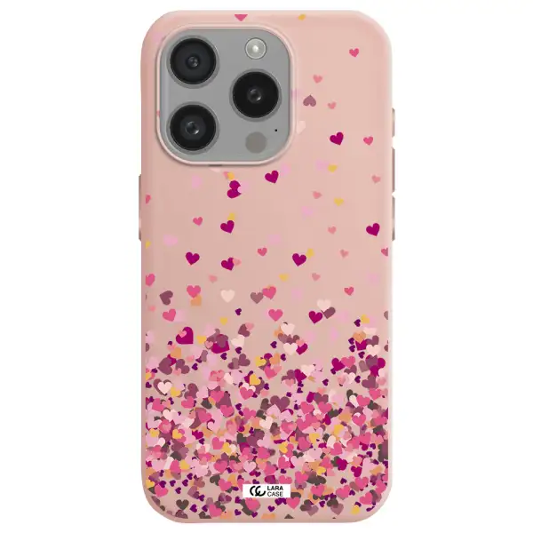 Flying Hearts Apple Iphone 15 Pro Silicone Pastel Pink Case
