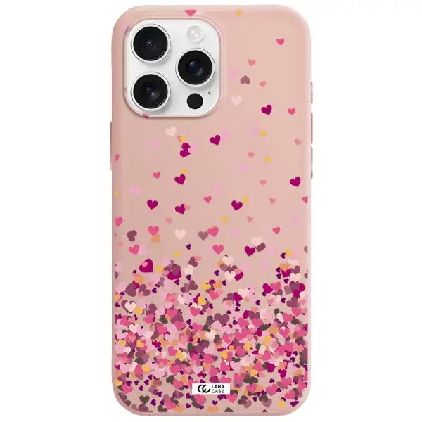 Flying Hearts Apple Iphone 16 Pro Max Silicone Pastel Pink Case