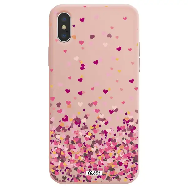 Flying Hearts Apple iPhone X Silicone pastel pink Case