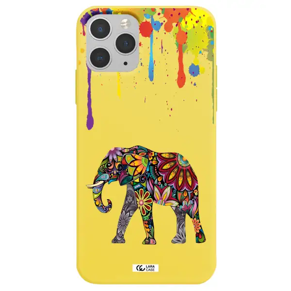 Mandala Elephant Apple iPhone 11 pro Silicone canary yellow Case
