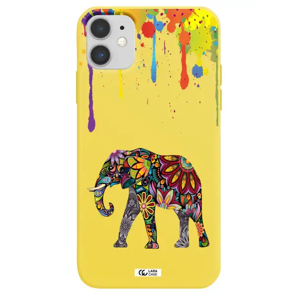 Mandala Elephant Apple iPhone 11 Silicone canary yellow Case