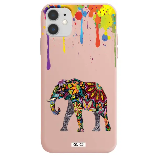 Mandala Elephant Apple iPhone 11 Silicone pastel pink Case