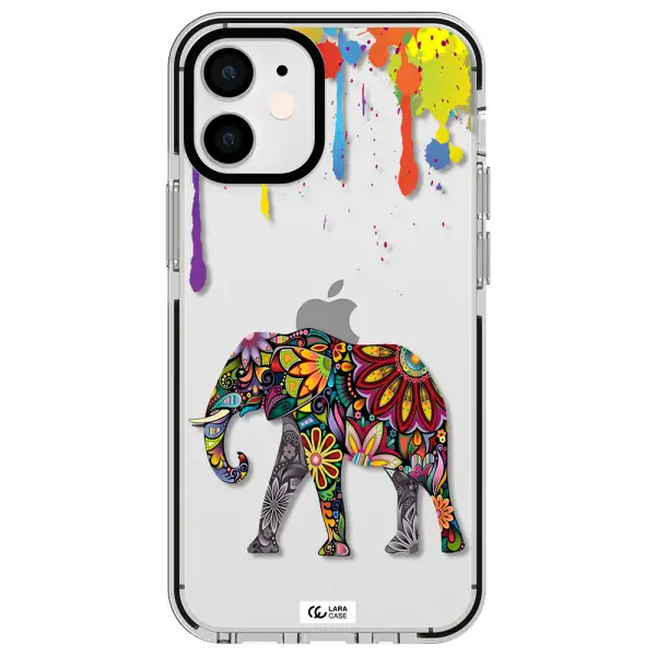 Mandala Elephant Apple iPhone 12 mini impact black border Case