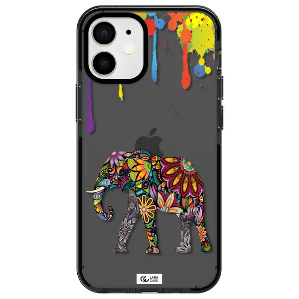 Mandala Elephant Apple iPhone 12 mini impact Smoke Black Case