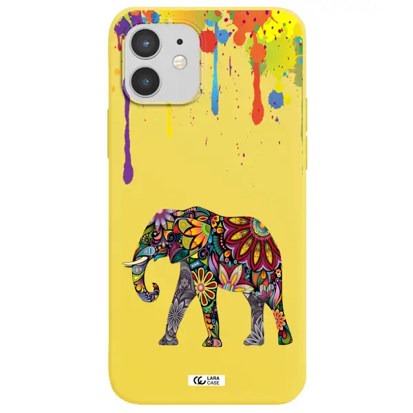 Mandala Elephant Apple iPhone 12 mini Silicone canary yellow Case