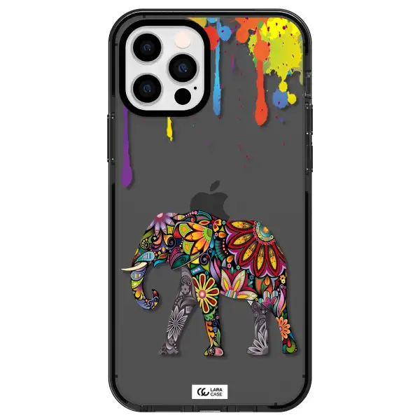 Mandala Elephant Apple iPhone 12 pro impact Smoke Black Case