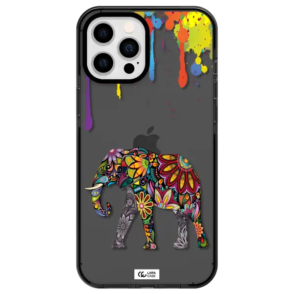 Mandala Elephant Apple iPhone 12 pro max impact Smoke Black Case