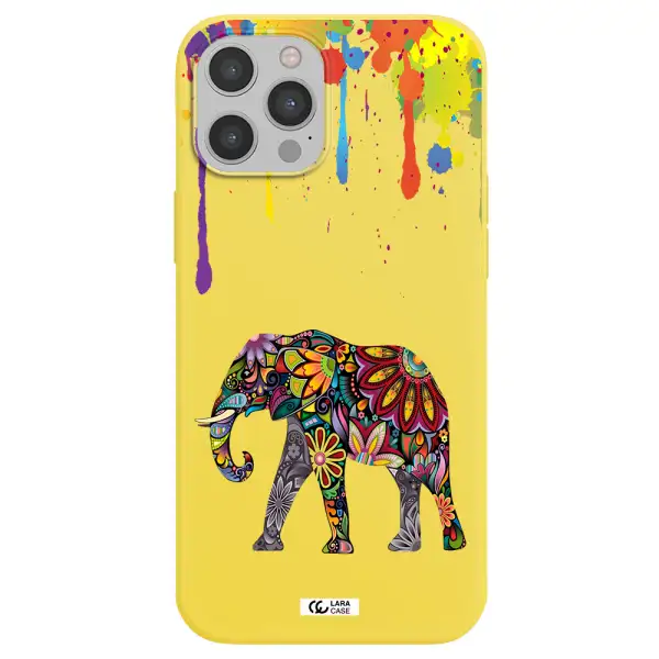 Mandala Elephant Apple iPhone 12 pro Silicone canary yellow Case
