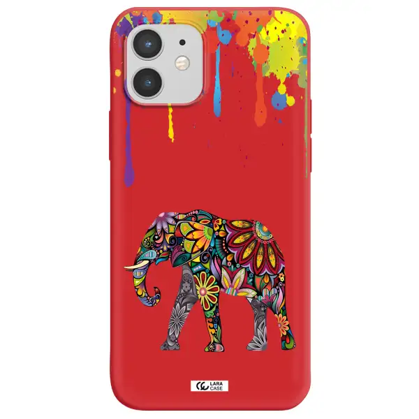 Mandala Elephant Apple iPhone 12 Silicone Imperial Red Case