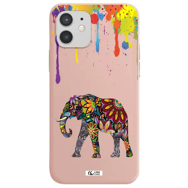 Mandala Elephant Apple iPhone 12 Silicone pastel pink Case