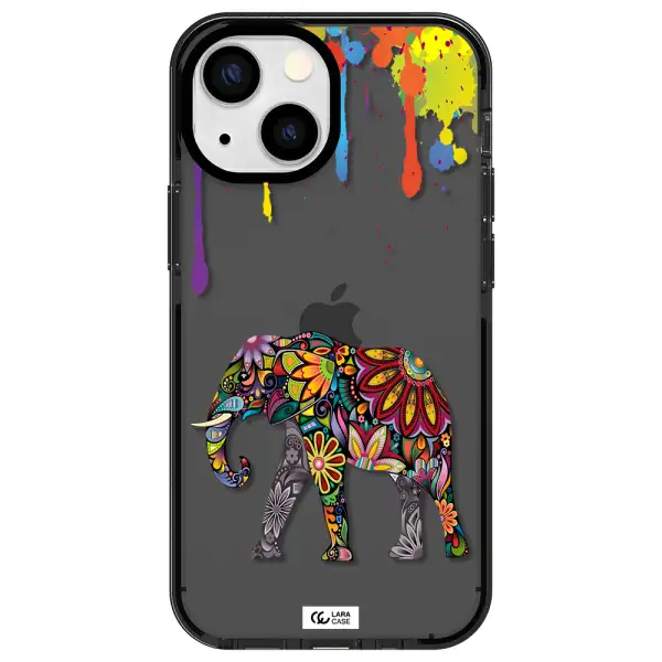 Mandala Elephant Apple iPhone 13 mini impact Smoke Black Case