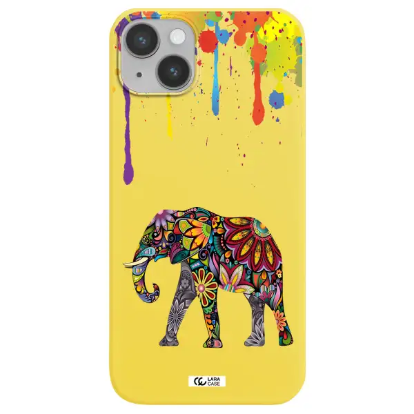 Mandala Elephant Apple iPhone 14 plus Silicone canary yellow Case
