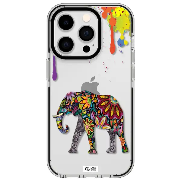 Mandala Elephant Apple iPhone 14 pro impact black border Case