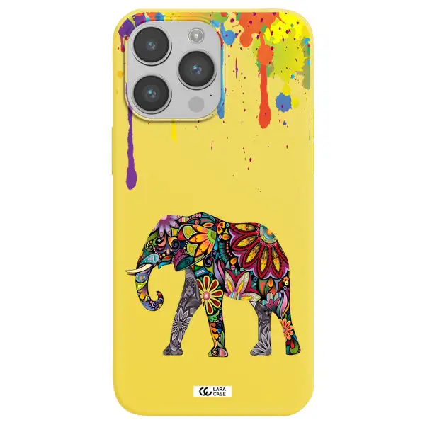 Mandala Elephant Apple iPhone 14 pro max Silicone canary yellow Case