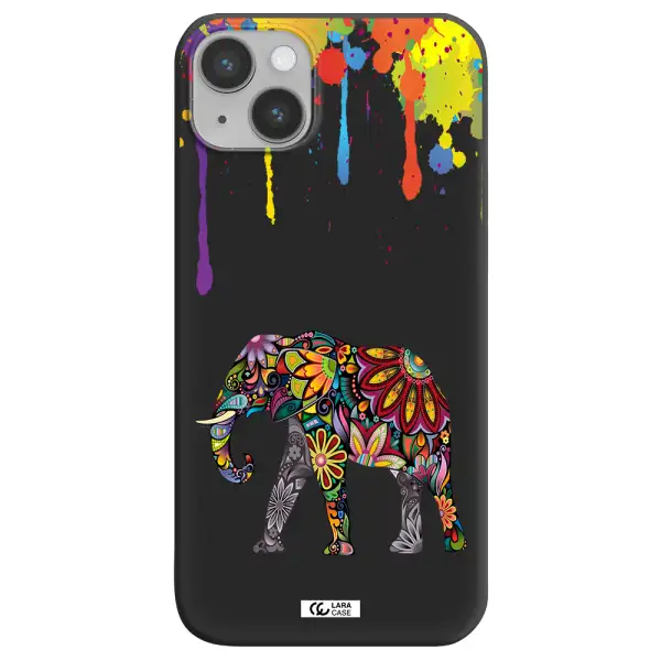 Mandala Elephant Apple iPhone 14 Silicone black Case