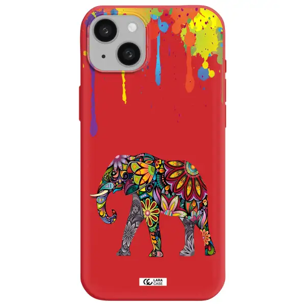 Mandala Elephant Apple iphone 15 plus Silicone Imperial Red Case