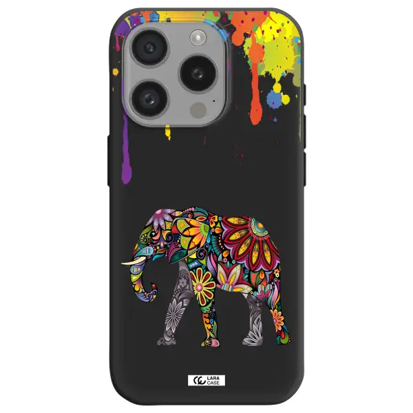 Mandala Elephant Apple Iphone 15 Pro Silicone Black Case