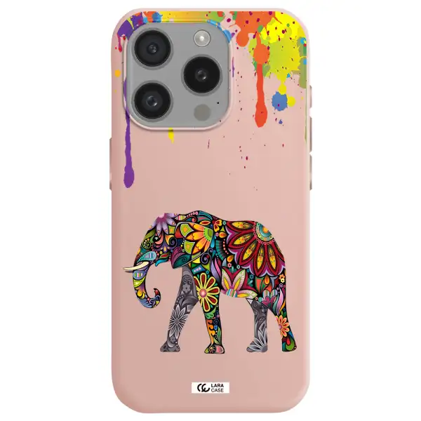 Mandala Elephant Apple Iphone 15 Pro Silicone Pastel Pink Case