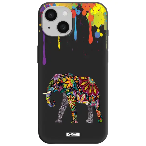 Mandala Elephant Apple iPhone 15 Silicone black Case