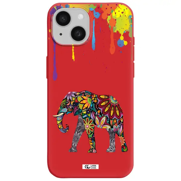 Mandala Elephant Apple Iphone 15 Silicone Imperial Red Case
