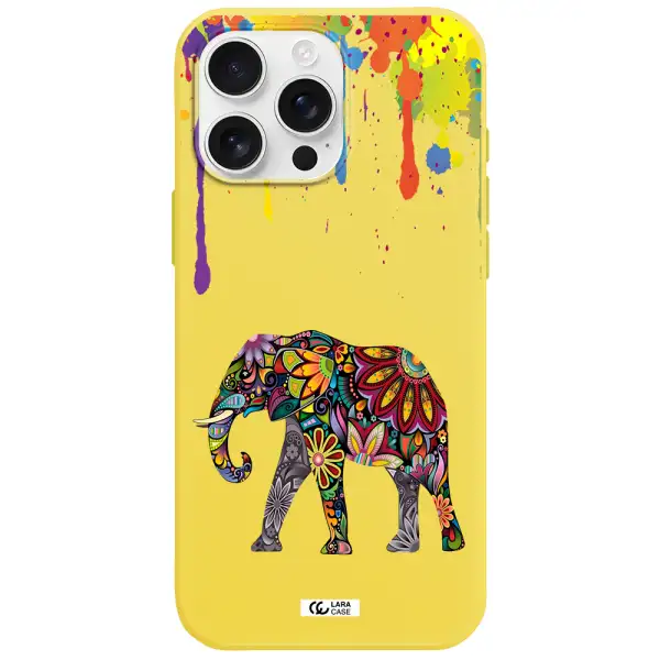 Mandala Elephant Apple Iphone 16 Pro Max Silicone Canary Yellow Case