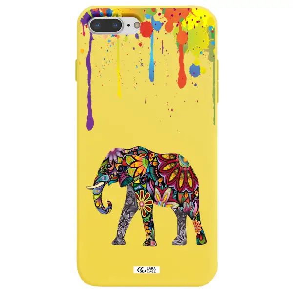 Mandala Elephant Apple iPhone 7 plus Silicone canary yellow Case