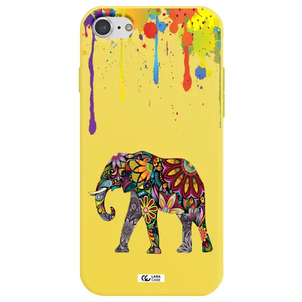 Mandala Elephant Apple iPhone 7 Silicone canary yellow Case