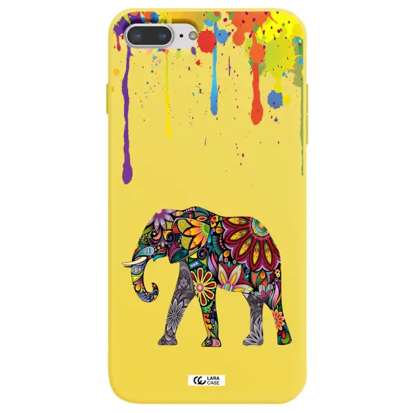 Mandala Elephant Apple iPhone 8 plus Silicone canary yellow Case