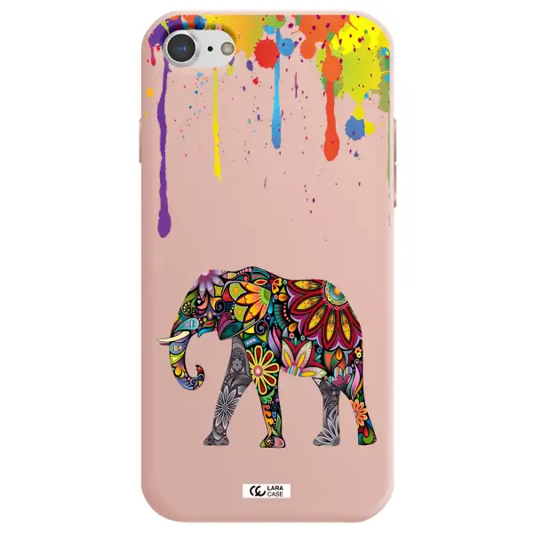 Mandala Elephant Apple iPhone 8 Silicone pastel pink Case