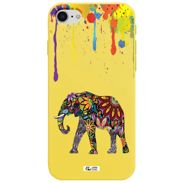 Mandala Elephant Apple iPhone se 2020 Silicone canary yellow Case