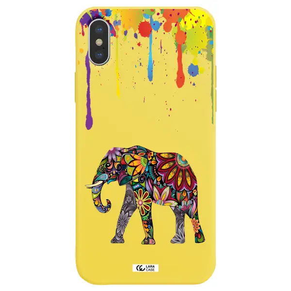 Mandala Elephant Apple iPhone X Silicone canary yellow Case